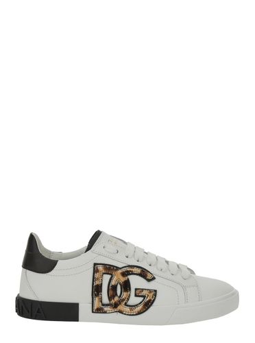 Low Top Sneaker With Animal-motif Logo In Leather Woman - Dolce & Gabbana - Modalova