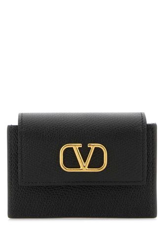 Black Leather Card Holder - Valentino Garavani - Modalova