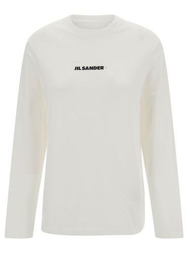 Long Sleeve T-shirt With Contrasting Logo Print In Cotton Woman - Jil Sander - Modalova
