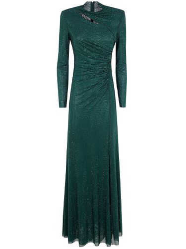 Green Rhinestone Mesh Cut Out Maxi Dress - self-portrait - Modalova