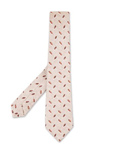 Light Beige Tie With Leaves Pattern - Kiton - Modalova