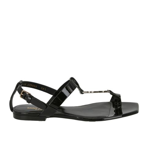 Cassandra Logo Leather Sandals - Saint Laurent - Modalova