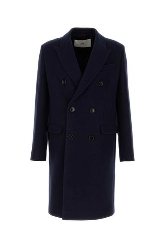 Midnight Blue Wool Coat - Ami Alexandre Mattiussi - Modalova