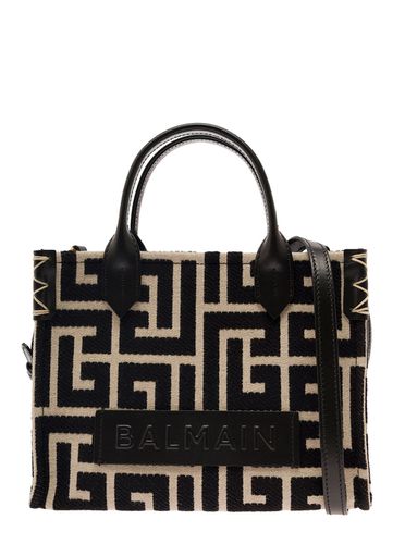 B-army And White Tote Bag With Logo Patch And Monogram In Canvas Woman - Balmain - Modalova