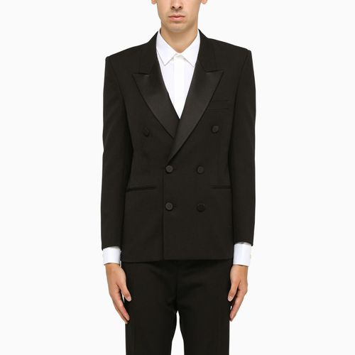 Black Wool Double-breasted Tuxedo Jacket - Saint Laurent - Modalova