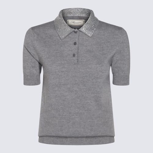 Blumarine Grey Wool Polo Shirt - Blumarine - Modalova