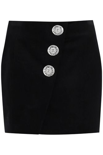 Velvet Mini Skirt With Buttons - Balmain - Modalova