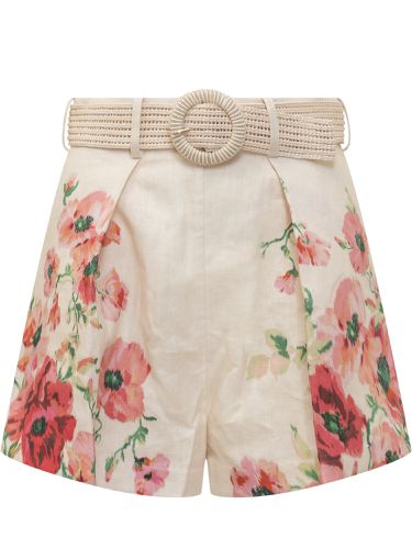 Printed Linen Lightburst Tuck Shorts - Zimmermann - Modalova