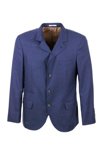 Button Unlined Jacket In Cool Wool Canvas - Brunello Cucinelli - Modalova