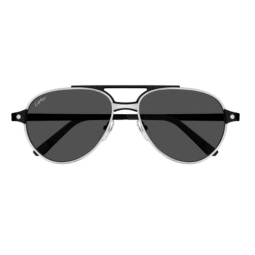 Ct0476s004 Silver Black Smoke - Cartier Eyewear - Modalova