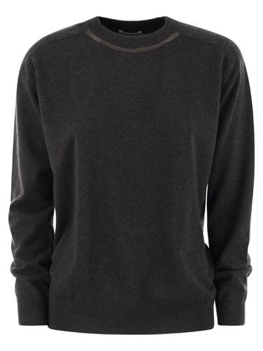 Cashmere Sweater With Neck Jewel - Brunello Cucinelli - Modalova