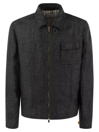 Denim-effect Linen Jacket With Pocket - Brunello Cucinelli - Modalova