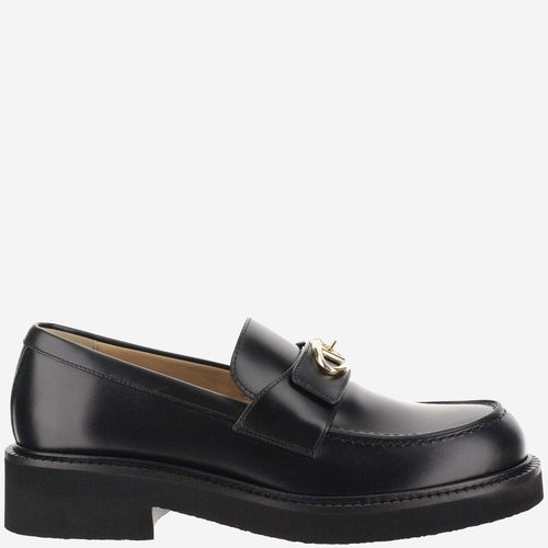 Black Leather Vlogo Loafers - Valentino Garavani - Modalova