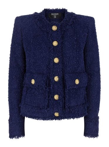 Collarless Jacket With Gold Buttons In Tweed Woman - Balmain - Modalova