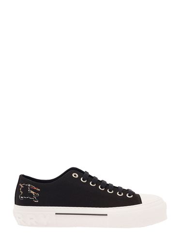 Monochrome Sneaker With Drawing Detail At The Back In Cotton Man - Burberry - Modalova