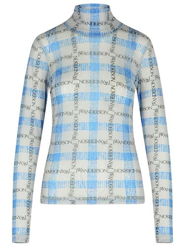 J. W. Anderson Logo Grid Check Printed Sheer Long Sleeved Top - J.W. Anderson - Modalova