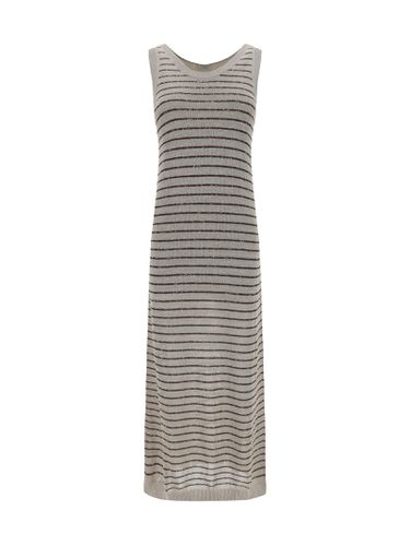 Sequin Striped Long Dress - Brunello Cucinelli - Modalova