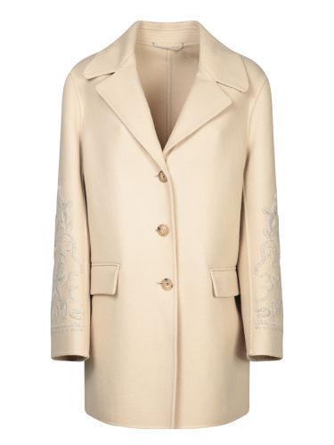 Beige Single-breasted Embroidered Coat - Ermanno Scervino - Modalova