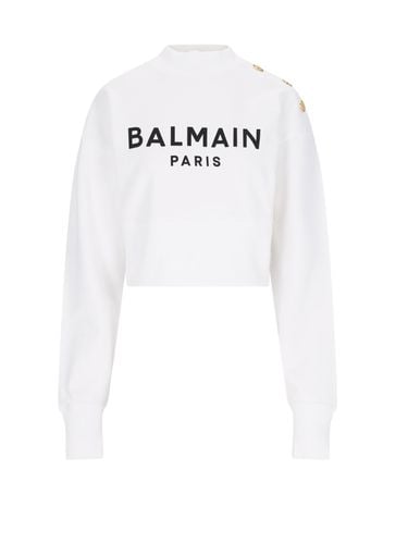 Cropped Crew Neck Sweatshirt - Balmain - Modalova