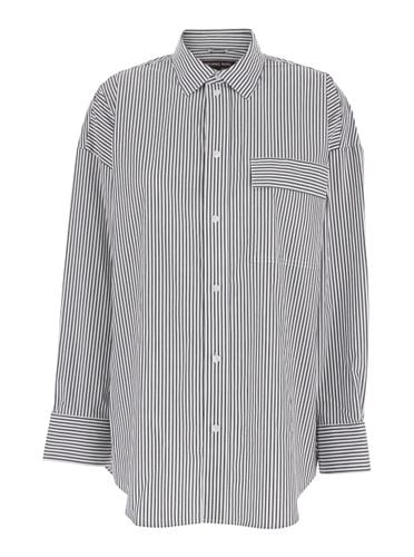 Shirt With Classic Collar And All-over Striped Motif In Cotton Stretch Woman - MICHAEL Michael Kors - Modalova