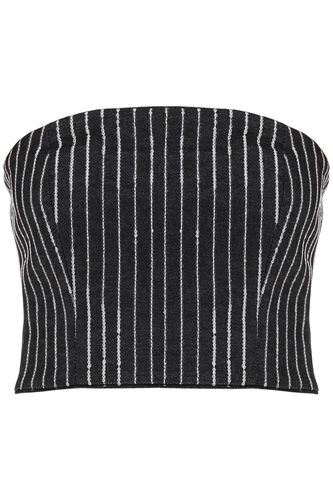 Cropped Top With Sequined Stripes - Rotate by Birger Christensen - Modalova