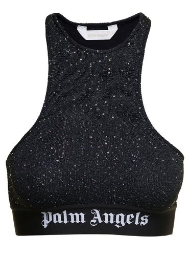 Soiree Knitted Top With Contrasting Logo In Viscose Blend Woman - Palm Angels - Modalova