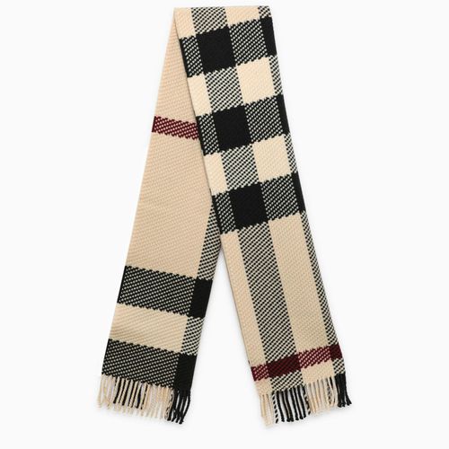 Wool Scarf With Check Pattern - Burberry - Modalova