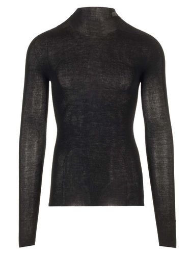 Fitted Ribbed Merino Wool Knit Top - Versace - Modalova