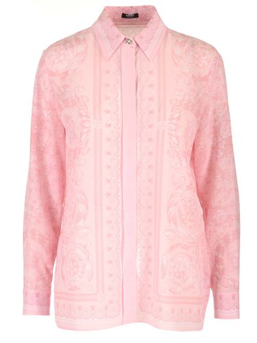 Versace Pink Silk Twill Shirt - Versace - Modalova