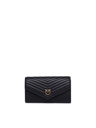 Compact Wallet In Chevron Calfskin - Pinko - Modalova