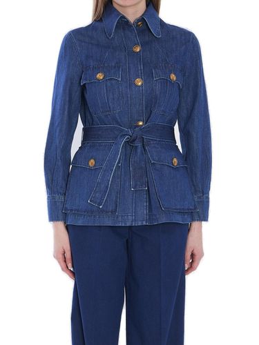 Sahariana Belted Waist Denim Jacket - Valentino Garavani - Modalova