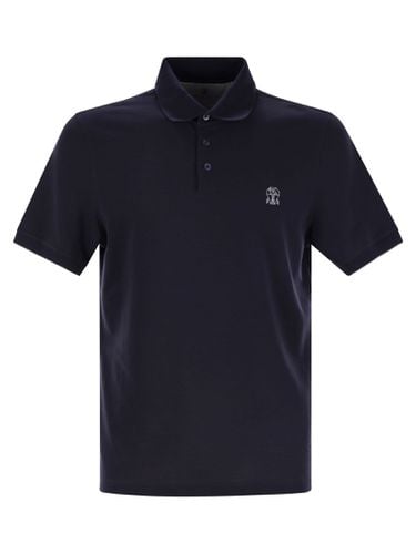 Cotton Polo Shirt With Printed Logo - Brunello Cucinelli - Modalova