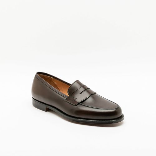 Grantham 2 Dark Brown Burnished Calf Penny Loafer - Crockett & Jones - Modalova