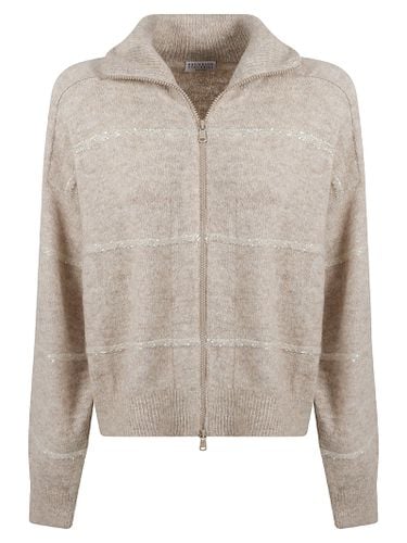 Zipped Sequined Cardigan - Brunello Cucinelli - Modalova