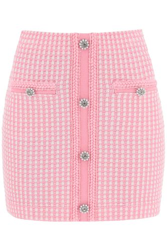 Lurex Knitted Mini Skirt With Diamanté Buttons - self-portrait - Modalova