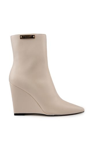 Ankle Boots With Wedge And Logo Plaque - TwinSet - Modalova