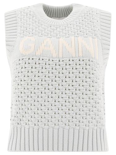 Logo Intarsia Crewneck Knitted Vest - Ganni - Modalova