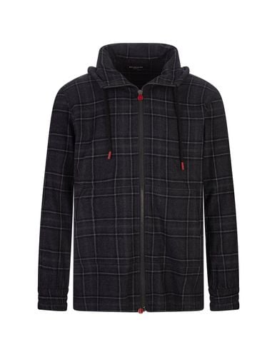 Blue And Check Zip-up Hoodie - Kiton - Modalova