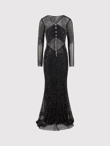 Rhinestone Fishnet Crossover Maxi Dress - self-portrait - Modalova