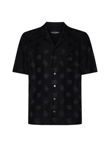Silk Jacquard Shirt With Dg Monogram Print - Dolce & Gabbana - Modalova