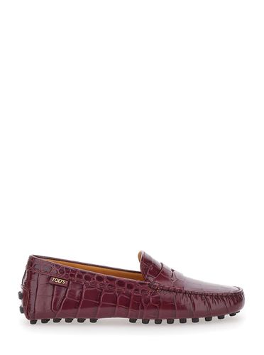 Gommino Driving Shoes With Embossed Logo In Croco Print Leather Woman - Tod's - Modalova