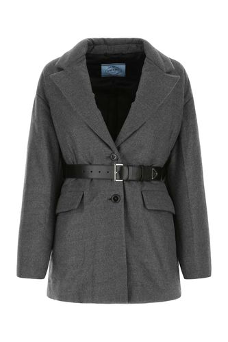 Melange Dark Grey Wool Blend Blazer - Prada - Modalova