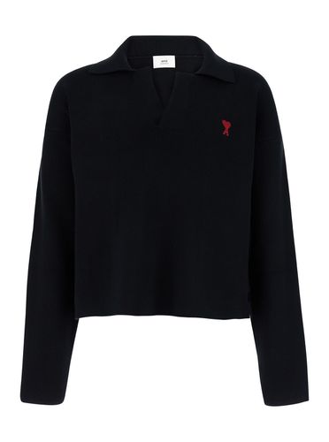 Polo Sweater With Embroidered Ami De Coeur Logo In Cotton Woman - Ami Alexandre Mattiussi - Modalova