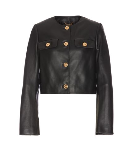 Versace Leather Jacket - Versace - Modalova