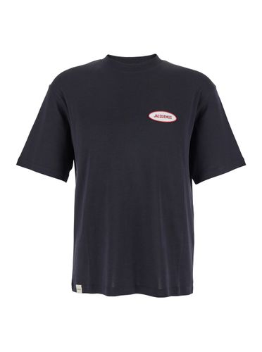 Le T-shirt Stazione Blu Crewneck T-shirt With Logo Patch On The Front In Cotton Jersey Man - Jacquemus - Modalova