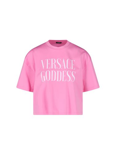 Versace Rose Cotton T-shirt - Versace - Modalova