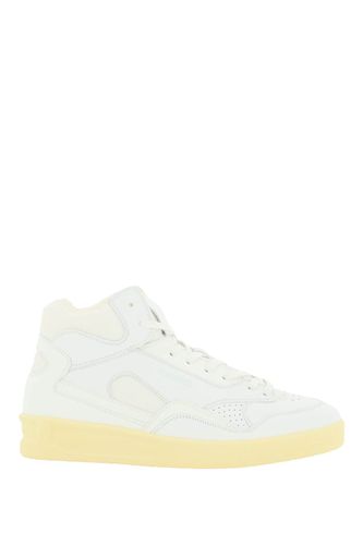 White Leather And Mesh Sneakers - Jil Sander - Modalova