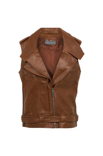 Sleeveless Zipped Leather Jacket - Alberta Ferretti - Modalova