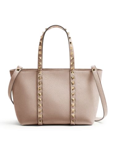 Rockstud Small Garnet Calfskin Shopping Bag - Valentino Garavani - Modalova