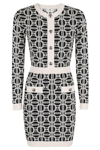 Logo-jacquard Long-sleeved Mini Dress - Elisabetta Franchi - Modalova